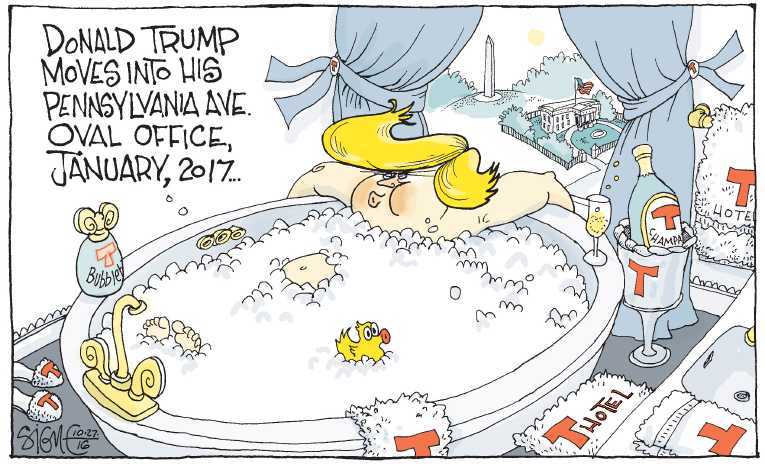 Political/Editorial Cartoon by Signe Wilkinson, Philadelphia Daily News on Trump Narrowing Gap