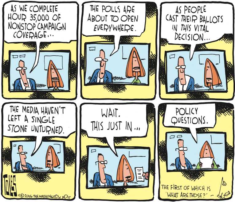 Political/Editorial Cartoon by Tom Toles, Washington Post on Final Days Were Intense