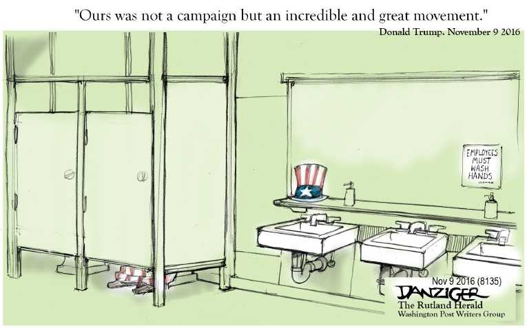 Political/Editorial Cartoon by Jeff Danziger on Trump Defeats Clinton