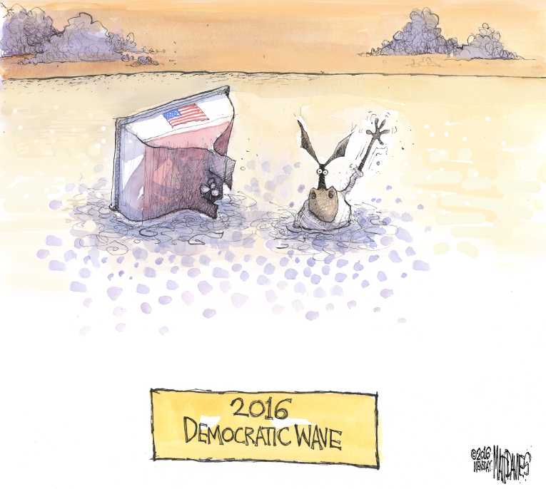 Political/Editorial Cartoon by Matt Davies, Journal News on Democratic Party Reeling