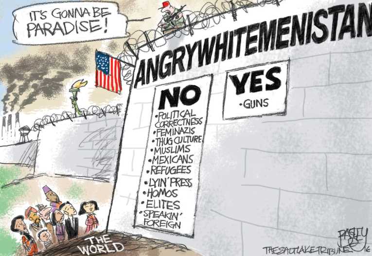 Political/Editorial Cartoon by Pat Bagley, Salt Lake Tribune on Trump Presidency Coming Soon