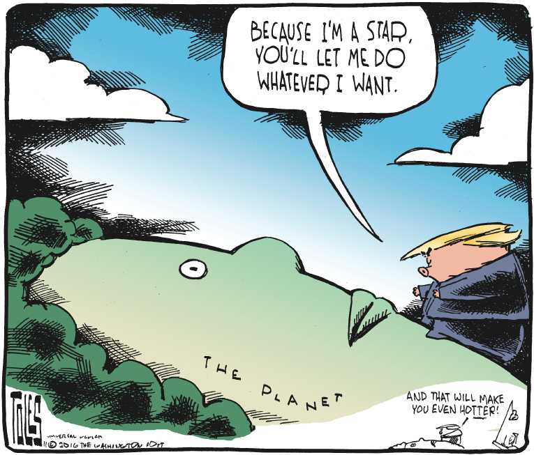 Political/Editorial Cartoon by Tom Toles, Washington Post on Trump Presidency Coming Soon