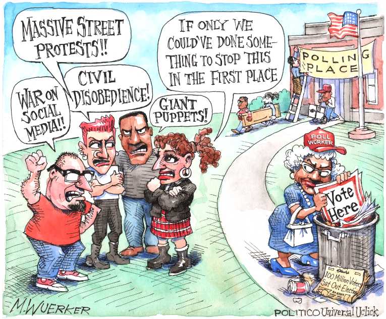 Political/Editorial Cartoon by Matt Wuerker, Politico on Hillary, Dems, Trying to Adjust