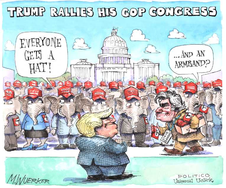Political/Editorial Cartoon by Matt Wuerker, Politico on Trump Prepares