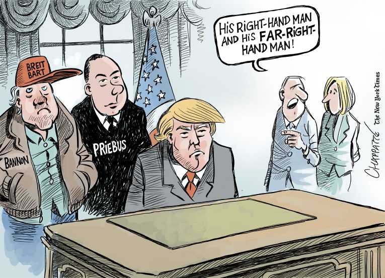 Political/Editorial Cartoon by Patrick Chappatte, International Herald Tribune on Trump Prepares