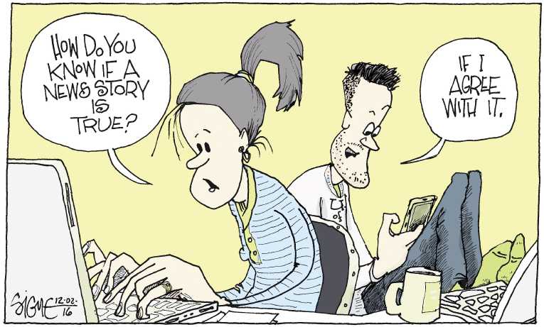 Political/Editorial Cartoon by Signe Wilkinson, Philadelphia Daily News on Information Landscape Changing