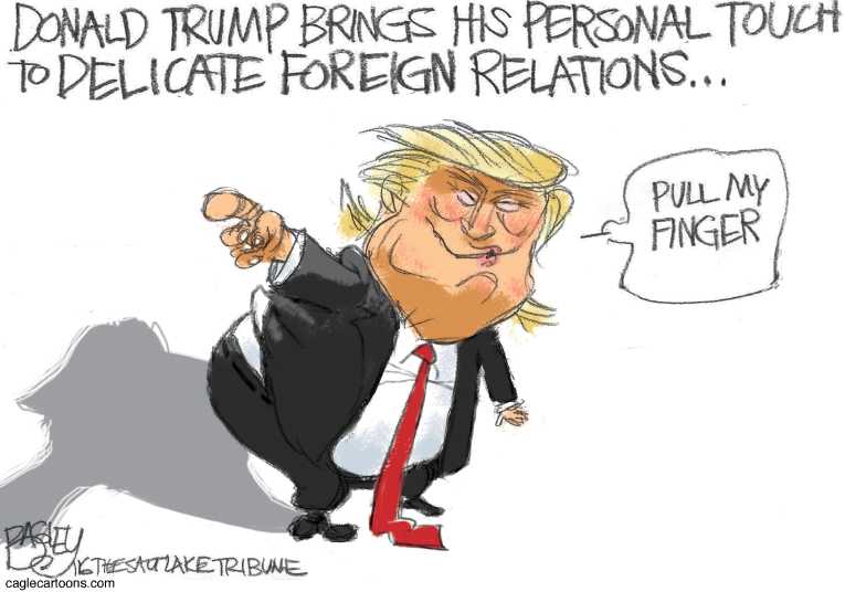 Political/Editorial Cartoon by Pat Bagley, Salt Lake Tribune on Trump: “I’m Having Fun”