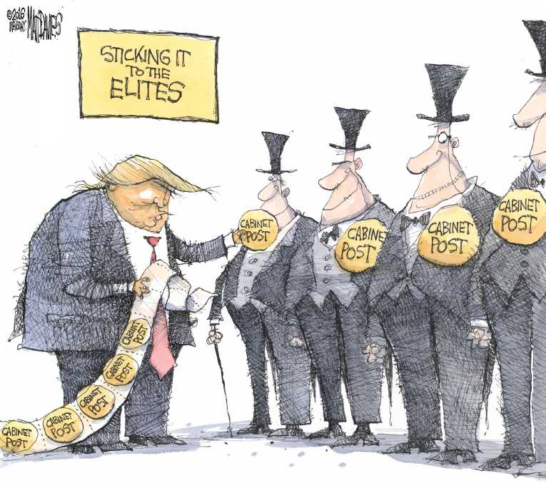 Political/Editorial Cartoon by Matt Davies, Journal News on Trump Addresses Campaign Promise