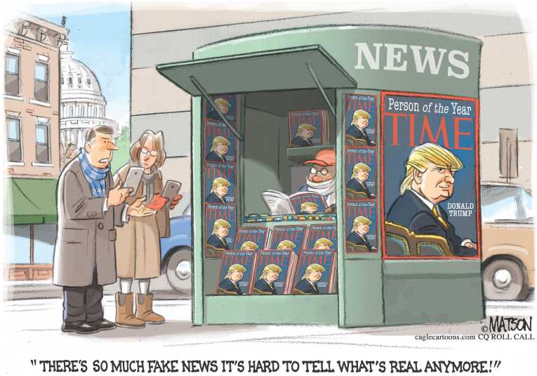 Political/Editorial Cartoon by RJ Matson, Cagle Cartoons on ake News Booming