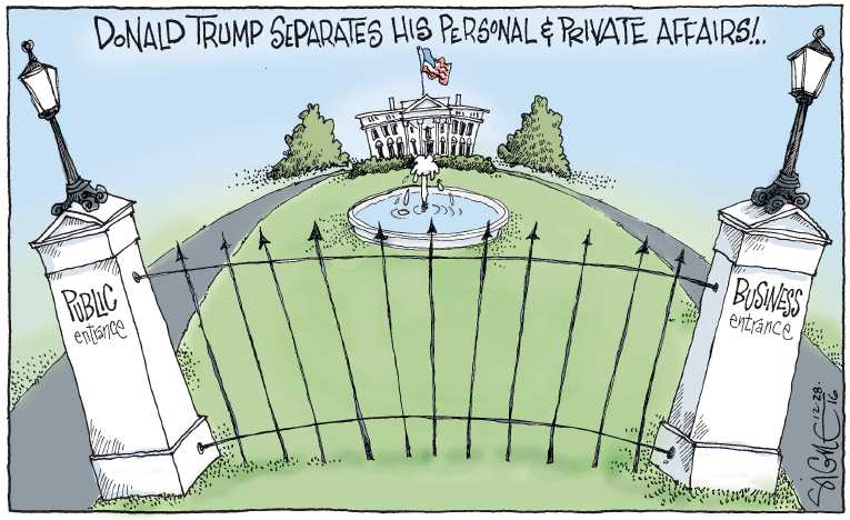 Political/Editorial Cartoon by Signe Wilkinson, Philadelphia Daily News on Trump Putting Pieces in Place
