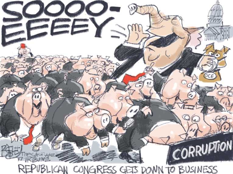 Political/Editorial Cartoon by Pat Bagley, Salt Lake Tribune on Congress Moves Quickly