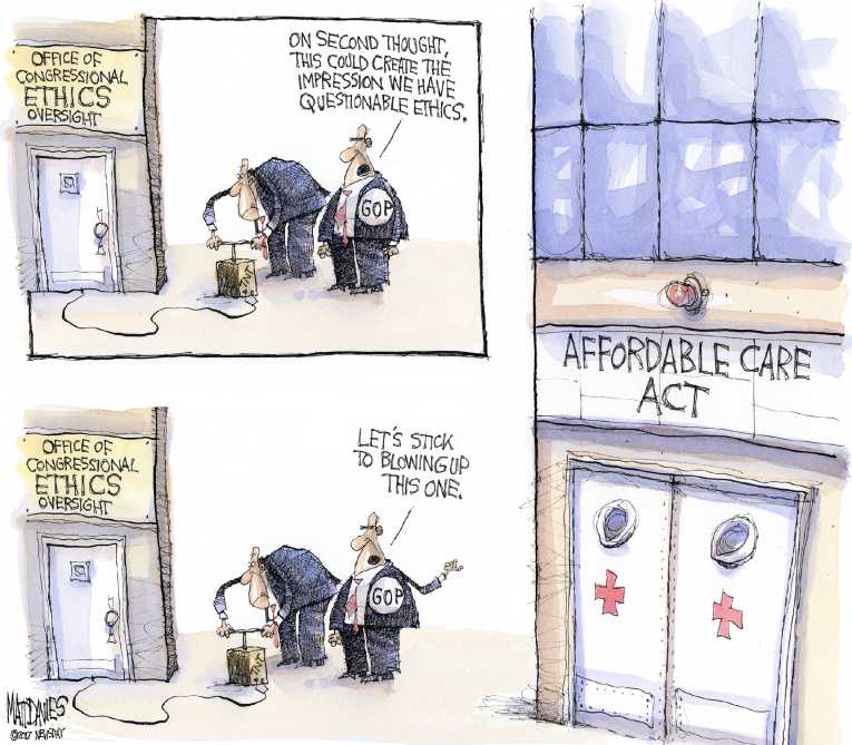 Political/Editorial Cartoon by Matt Davies, Journal News on Congress Moves Quickly
