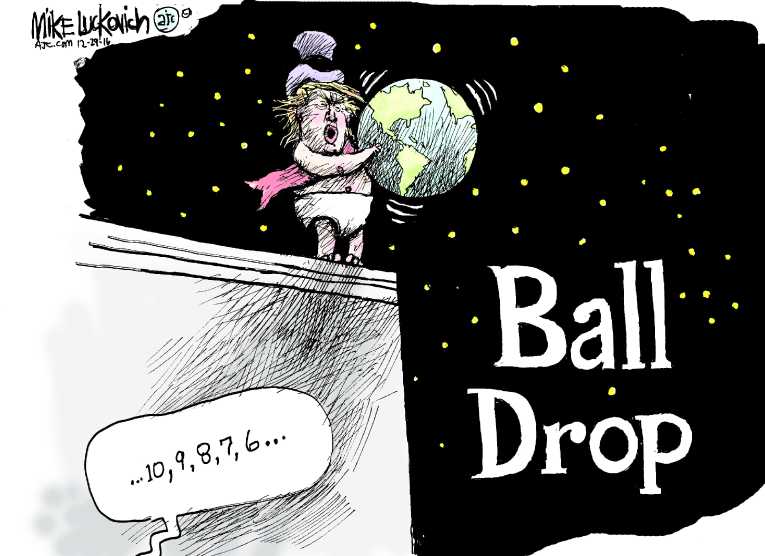 Political/Editorial Cartoon by Mike Luckovich, Atlanta Journal-Constitution on Sensational Start to 2017