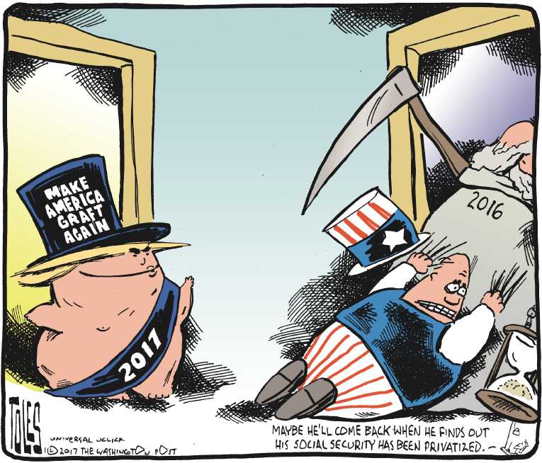 Political/Editorial Cartoon by Tom Toles, Washington Post on Sensational Start to 2017