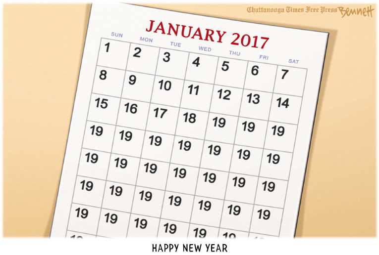 Political/Editorial Cartoon by Clay Bennett, Chattanooga Times Free Press on Sensational Start to 2017