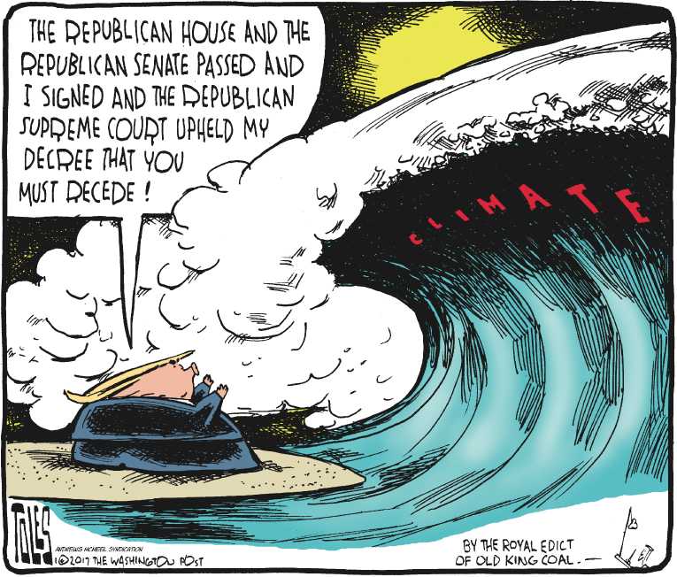 Political/Editorial Cartoon by Tom Toles, Washington Post on Trump Prepares to Take Office