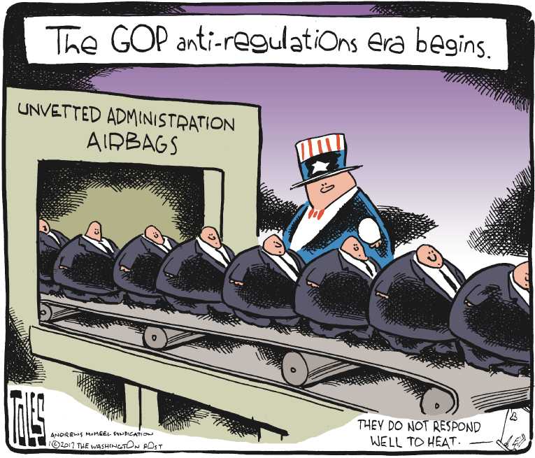 Political/Editorial Cartoon by Tom Toles, Washington Post on GOP Embraces Trump Era