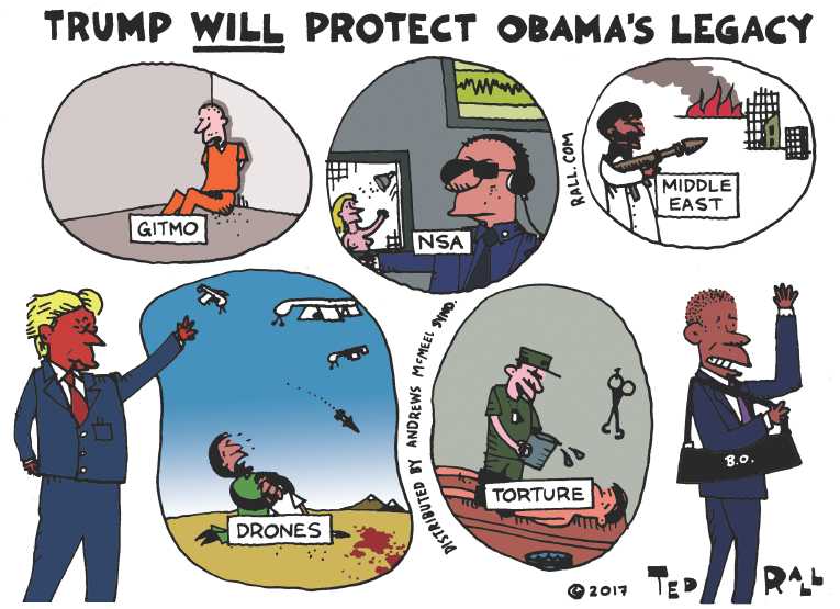 Political/Editorial Cartoon by Ted Rall on Obama Delivers Farewell Speech