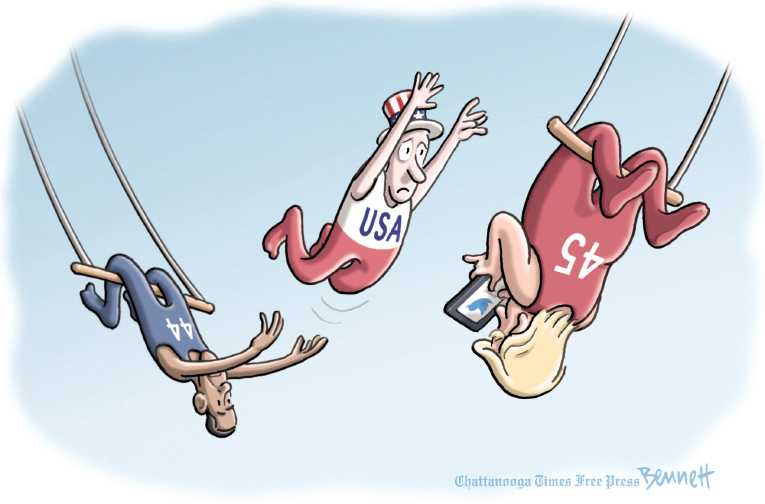 Political/Editorial Cartoon by Clay Bennett, Chattanooga Times Free Press on Obama Delivers Farewell Speech