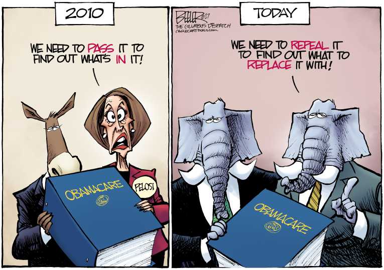 Political/Editorial Cartoon by Nate Beeler, Washington Examiner on Republicans Target ObamaCare