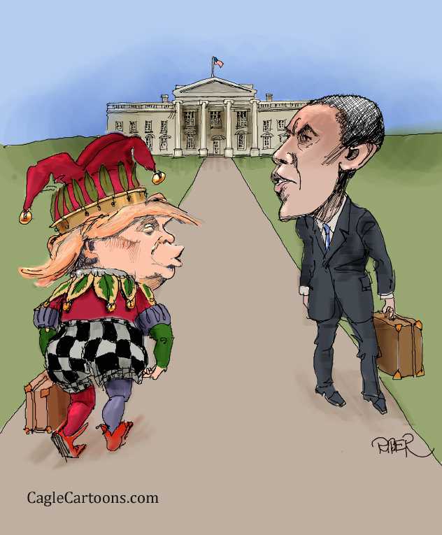 Political/Editorial Cartoon by Riber Hansson, Svenska Dagbladet, Stockholm, Sweden on Obama Era Over