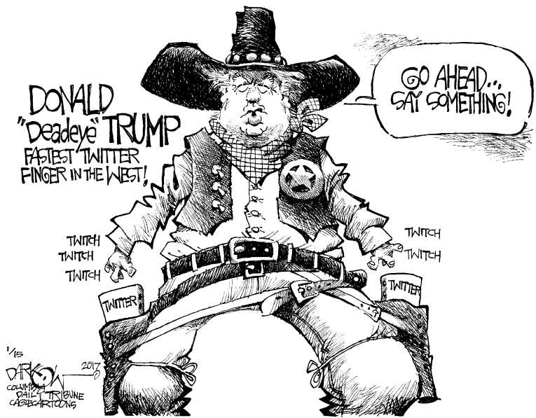 Political/Editorial Cartoon by John Darkow, Columbia Daily Tribune, Missouri on Trump Setting New Tone