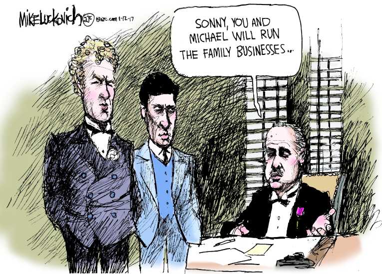 Political/Editorial Cartoon by Mike Luckovich, Atlanta Journal-Constitution on Trump Setting New Tone