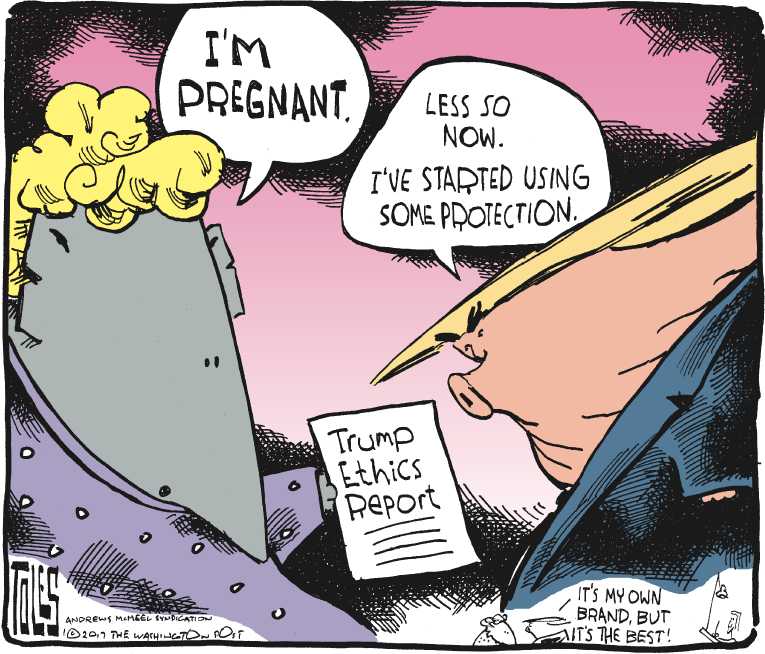Political/Editorial Cartoon by Tom Toles, Washington Post on Trump Setting New Tone