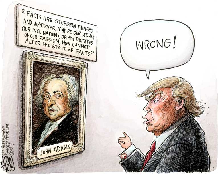Political/Editorial Cartoon by Adam Zyglis, The Buffalo News on Alternative Facts Support Trump