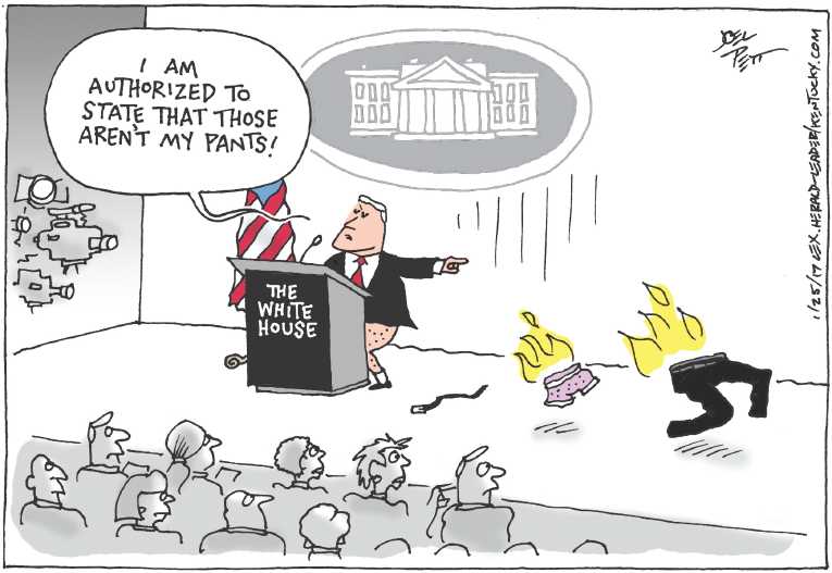 Political/Editorial Cartoon by Joel Pett, Lexington Herald-Leader, CWS/CartoonArts Intl. on Alternative Facts Support Trump