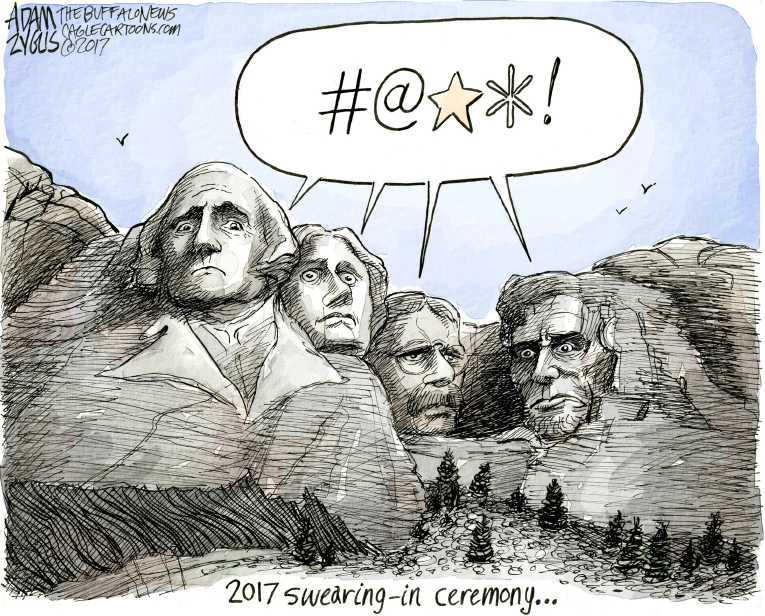 Political/Editorial Cartoon by Adam Zyglis, The Buffalo News on Trump Takes Oath