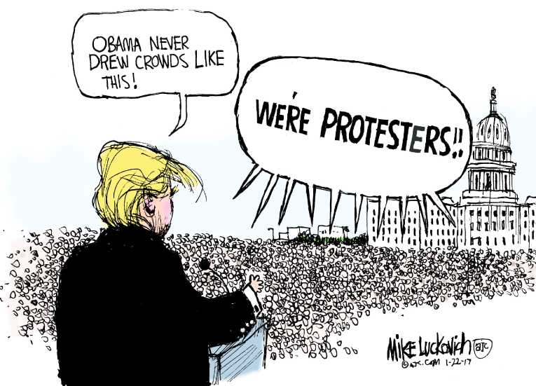 Political/Editorial Cartoon by Mike Luckovich, Atlanta Journal-Constitution on Trump Takes Oath