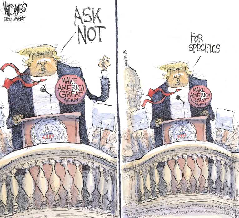 Political/Editorial Cartoon by Matt Davies, Journal News on Trump Takes Oath