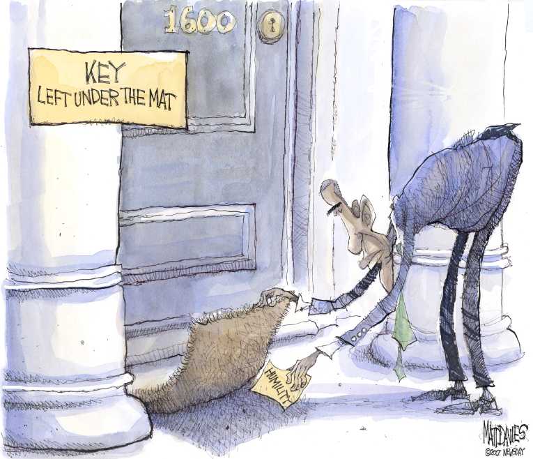 Political/Editorial Cartoon by Matt Davies, Journal News on Obama Says Good-bye
