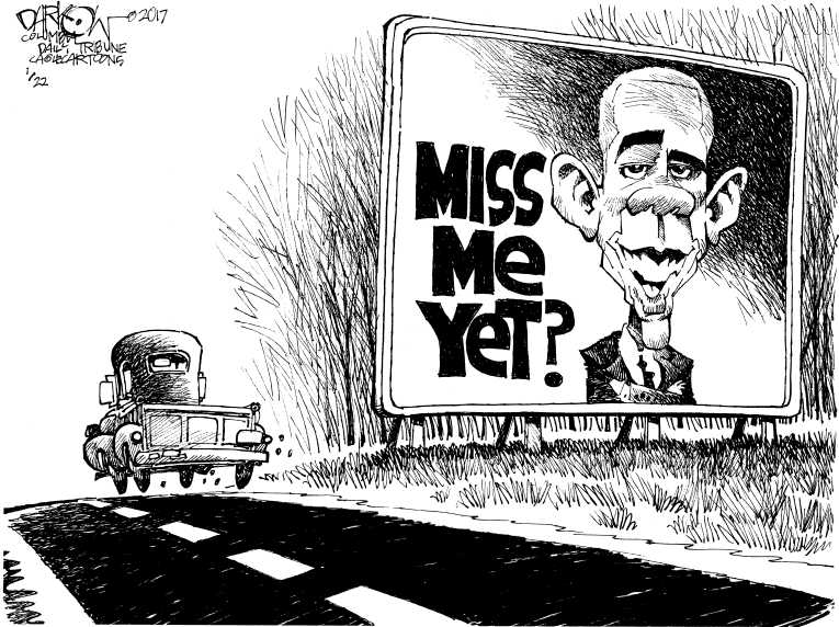 Political/Editorial Cartoon by John Darkow, Columbia Daily Tribune, Missouri on Obama Says Good-bye