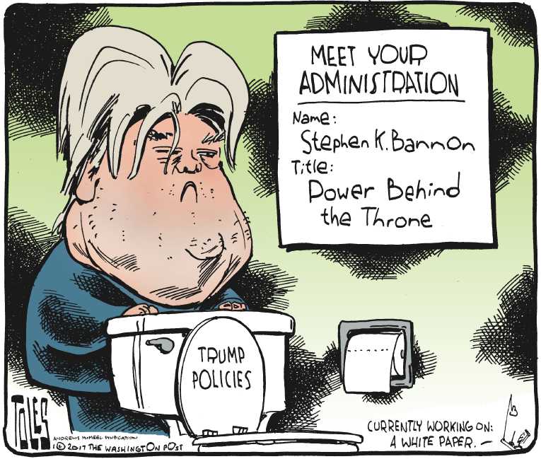 Political/Editorial Cartoon by Tom Toles, Washington Post on Bannon’s Power Grows