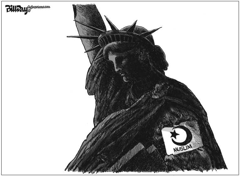 Political/Editorial Cartoon by Bill Day, Cagle Cartoons on Trump Invokes Travel Ban