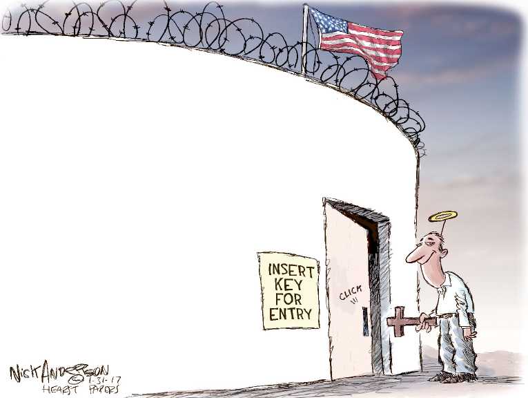 Political/Editorial Cartoon by Nick Anderson, Houston Chronicle on New Policies Implemented
