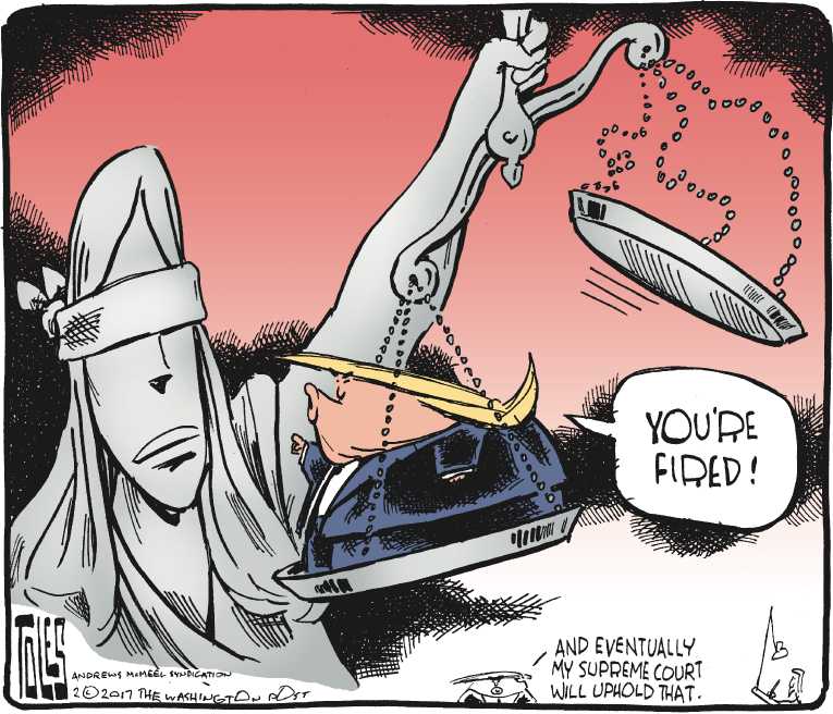 Political/Editorial Cartoon by Tom Toles, Washington Post on Trump Takes Charge