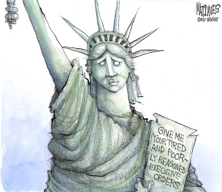 Political/Editorial Cartoon by Matt Davies, Journal News on Trump Takes Charge