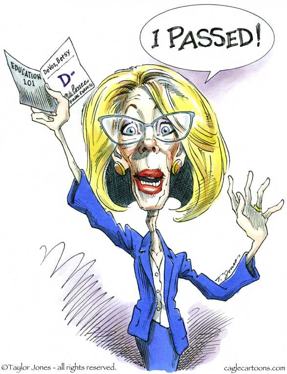 Political/Editorial Cartoon by Taylor Jones, Tribune Media Services on Betsy DeVos Confirmed