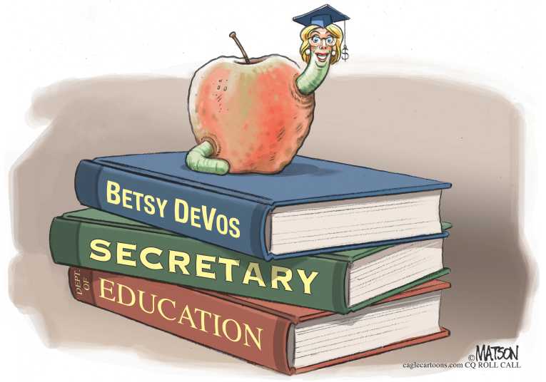 Political/Editorial Cartoon by RJ Matson, Cagle Cartoons on Betsy DeVos Confirmed