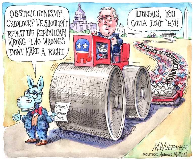 Political/Editorial Cartoon by Matt Wuerker, Politico on Senator Warren Censored