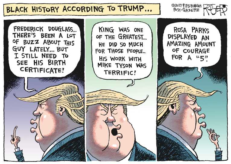 Political/Editorial Cartoon by Rob Rogers, The Pittsburgh Post-Gazette on Trump Berates Judge