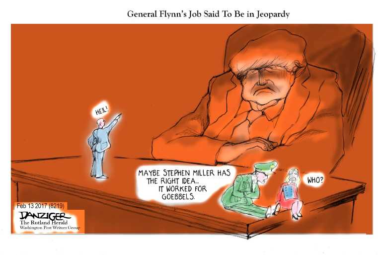 Political/Editorial Cartoon by Jeff Danziger on Flynn Resigns