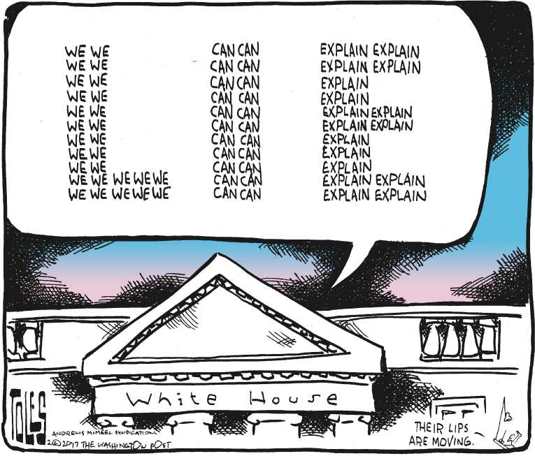 Political/Editorial Cartoon by Tom Toles, Washington Post on Fake News Under Fire