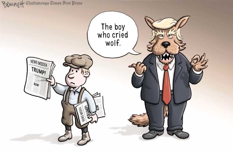 Political/Editorial Cartoon by Clay Bennett, Chattanooga Times Free Press on Fake News Under Fire