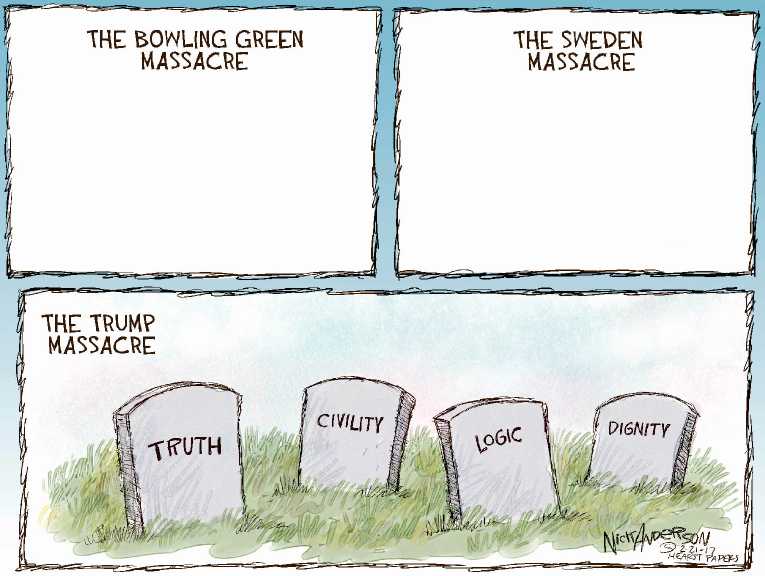 Political/Editorial Cartoon by Nick Anderson, Houston Chronicle on Fake News Under Fire
