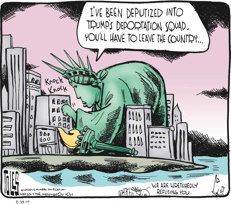 Political/Editorial Cartoon by Tom Toles, Washington Post on Deportations Accelerated