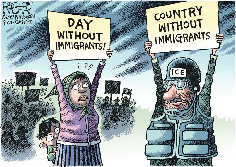 Political/Editorial Cartoon by Rob Rogers, The Pittsburgh Post-Gazette on Deportations Accelerated